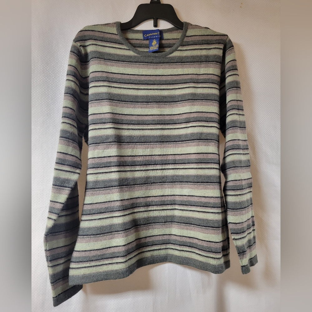 Charter Club Classic 100% Merino Wool striped Sweater Size‎ Medium